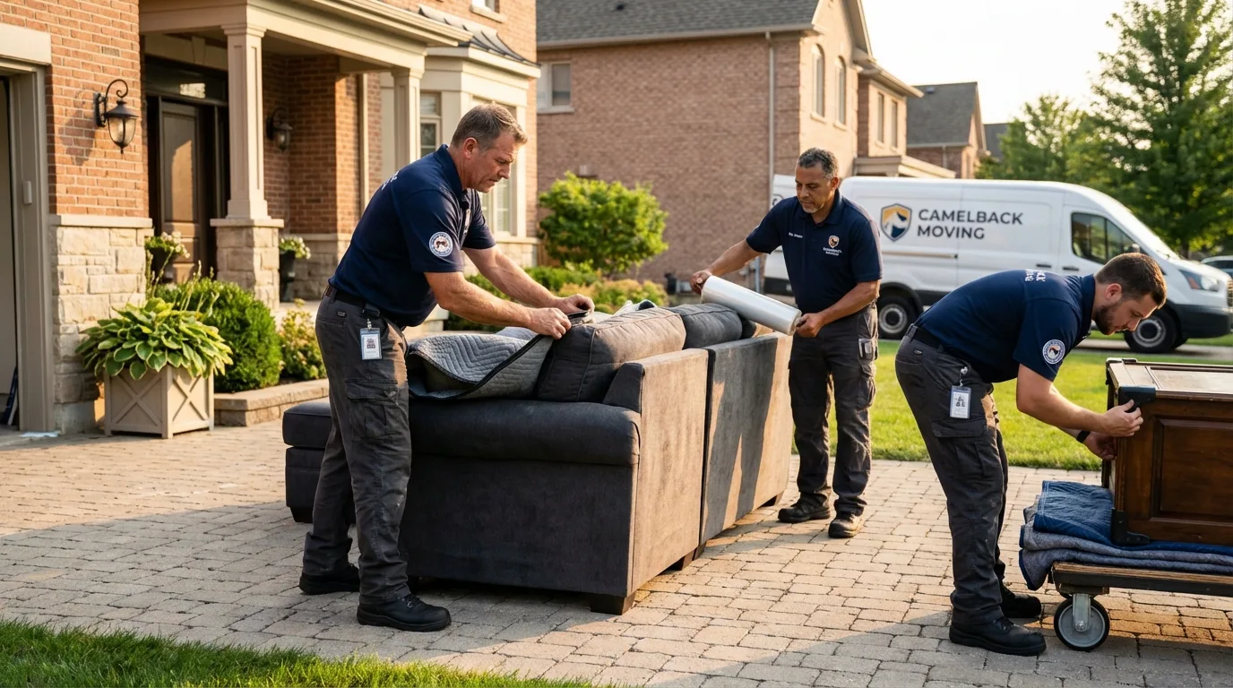 Large estate moving crew wrapping furniture in Bridgman, MI